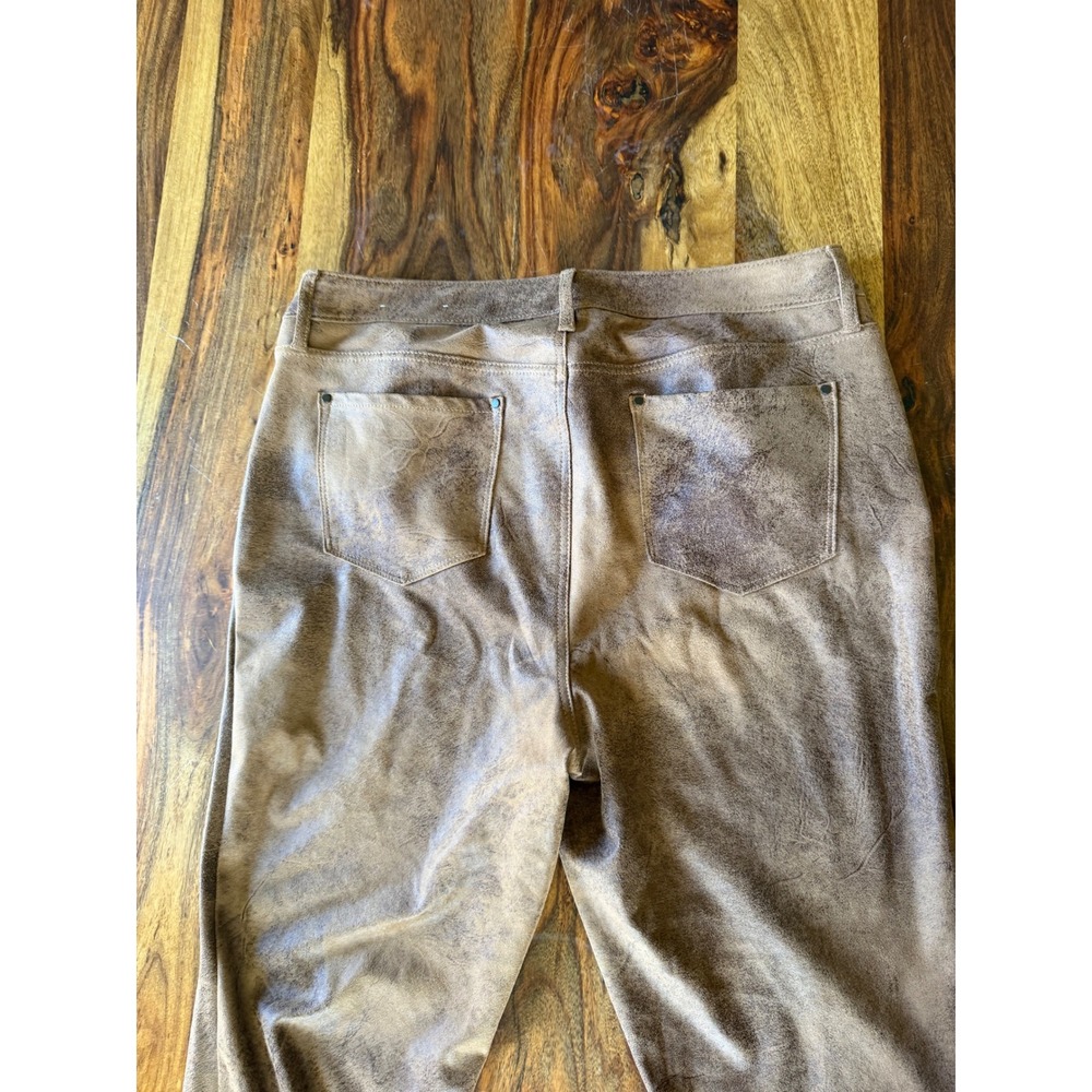 Chico's Womens Faux Leather Pants Tan Brown Size 2.5R 14 Western coastal Cowgirl - Picture 7 of 8